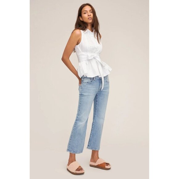 Marissa Webb Cal Low Rider Vintage Cropped Light Blue Vintage Wash Womens Size 2 - Picture 2 of 11